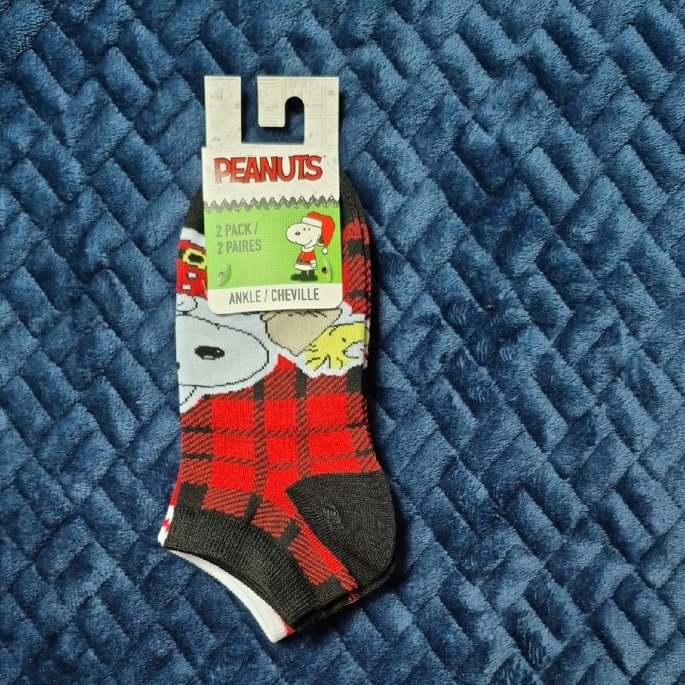 Peanuts Red and Black Ankle Socks - 2 Pack